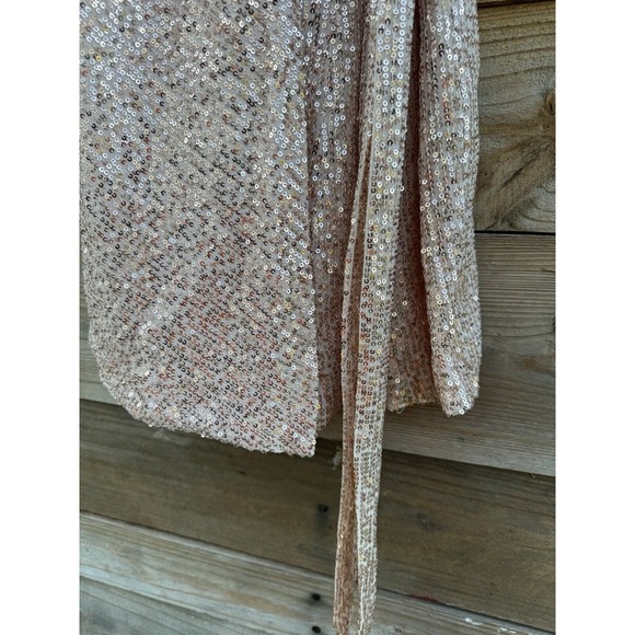 Fashion Nova Front‎ Of The Line Sequin Romper Size Small Rose Gold Color - Picture 12 of 15